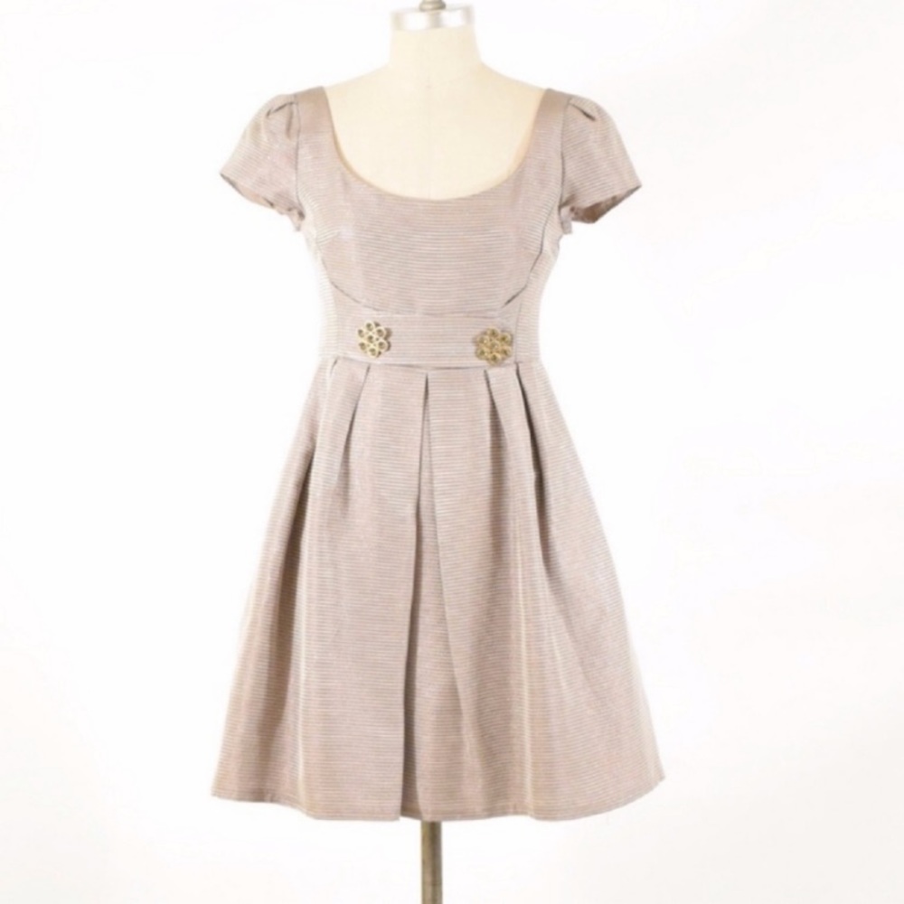 Nanette Lepore Gold/Taupe Shimmer Cocktail Dress